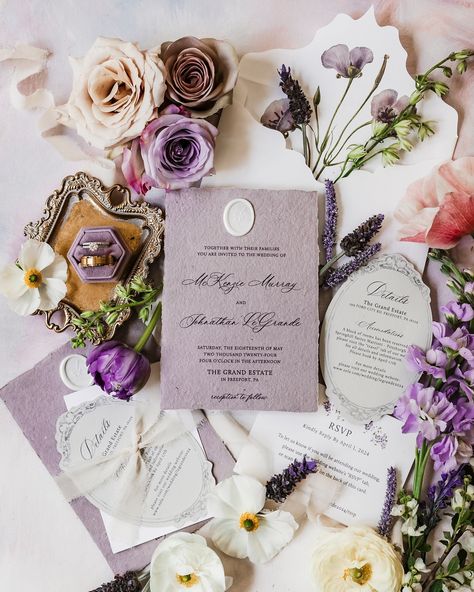 Purple done right💜 Dark Purple Wedding Aesthetic, Purple Wedding Aesthetic, Moody Vintage Wedding, Purple Silver Wedding, Dark Purple Wedding, Purple And Silver Wedding, Moody Vintage, Purple Invitations, Muted Purple