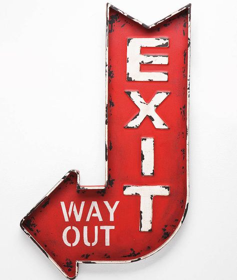 exit street sign by i love retro | notonthehighstreet.com Casa Retro, Mdf Panel, Exit Sign, Arrow Signs, 3d Wall Decor, Retro Sign, Decor Guide, Retro Wall Art, Retro Home Decor