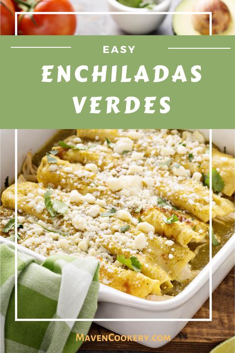 Chicken Chili Verde Enchiladas, Mexican Green Enchiladas Authentic, Shredded Chicken Enchiladas Green, Healthy Green Chili Chicken Enchiladas, Green Chili Cheese Enchiladas, Recipes Using Cotija Cheese, Green Verde Chicken Enchiladas, Green Chicken Enchiladas Easy, Verde Enchiladas Chicken