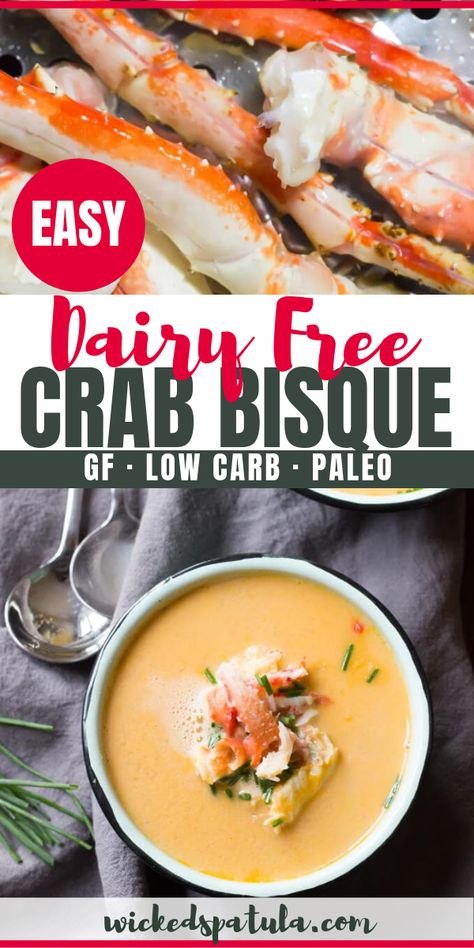 Delicious Bowls, Crab Bisque Recipe, Crab Soup Recipes, Bisque Soup Recipes, Paleo Seafood Recipes, Vegan Crab, Bisque Soup, Crab Bisque, Seafood Bisque