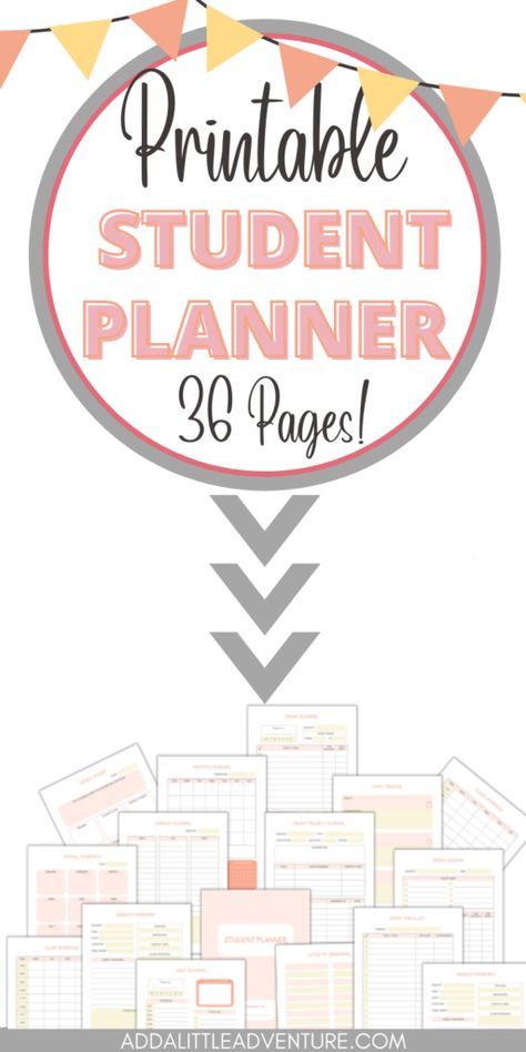 Printable Student Planner - 36 pages College Student Planner Ideas, Day Planner Ideas For Students, Printable Academic Planner, Free Student Planner Templates, Semester Planner Free Printable College Students, Student Assignment Planner Printable, College Planner Template, Academic Planner Printables Free, Assignment Planner Printable Free