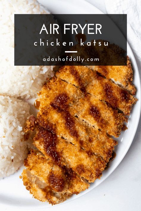 Air Fryer Chicken Katsu (with Gluten Free options) - a dash of dolly Air Fryer Chicken Katsu, Chicken Katsu Recipes, Katsu Recipes, Tonkatsu Sauce, Japanese Chicken, Chicken Katsu, Air Fryer Oven Recipes, Air Fried Chicken, Air Fryer Recipes Chicken