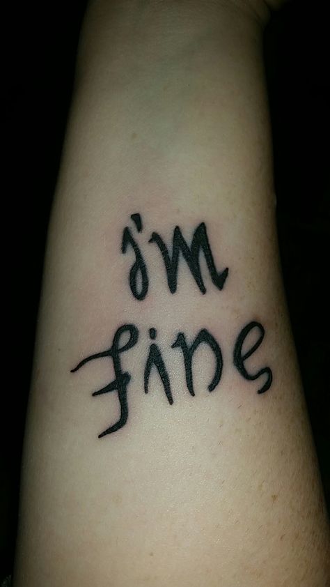 I'm fine / save me Help Me/im Fine Tattoo, I’m Fine Save Me Tattoo, I’m Fine Tattoo, Im Fine Save Me Tattoo, Im Fine Tattoo, Save Me Tattoo, Ambigram Tattoos, I'm Fine Save Me, Skyrim Tips