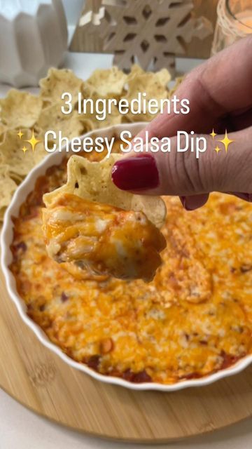 Cream Cheese Salsa Dip Baked, Layered Cream Cheese And Salsa Dip, 3 Ingredient Cheesy Salsa Dip, Cheesy Salsa Dip, Cream Cheese Dip For Tortilla Chips, Cream Cheese And Salsa Dip, Recipes With Shredded Cheese, 3 Ingredient Dips Easy Recipes, Cream Cheese Dip Appetizers