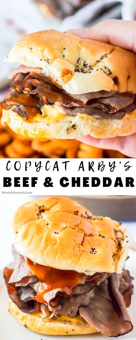 Arbys Beef And Cheddar Sauce, Arbys Beef And Cheddar Easy, Diy Arbys Beef N Cheddar, Beef And Cheddar Arbys, Beef N Cheddar Sandwich, Homemade Roast Beef Sandwiches, Roast Beef On A Bun, Roast Beef Quesadilla Recipes, Arbys Beef And Cheddar Sliders