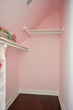 Slanted Ceiling Ideas, Slanted Ceiling Closet, Closet Wall Organizer, Attic Bedroom Small, Slanted Walls, Attic Renovation Ideas, Attic Closet, Attic Playroom, Simple Closet