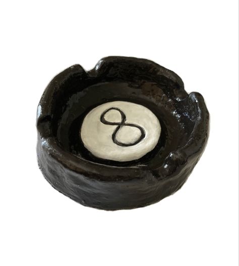 Ceramic Ashtrays Pottery, Ashtray Designs Clay, Clay Made Ashtrays, Mini Clay Ashtray, 8 Ball Ashtray, Polymer Clay Ashtray Ideas, How To Make An Ashtray Out Of Clay, Ash Try Out Of Clay, Astray Clay Ideas