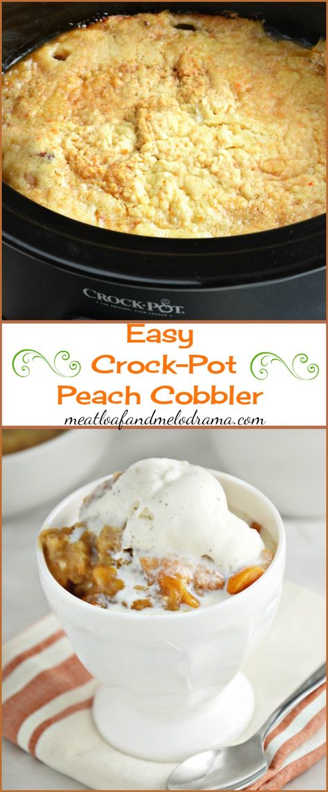 Peach Desserts Easy, Crockpot Peach Cobbler, Cobbler Easy, Crockpot Dessert Recipes, Coconut Dessert, Apple Recipes Easy, Crock Pot Desserts, Slow Cooker Desserts, Peach Desserts