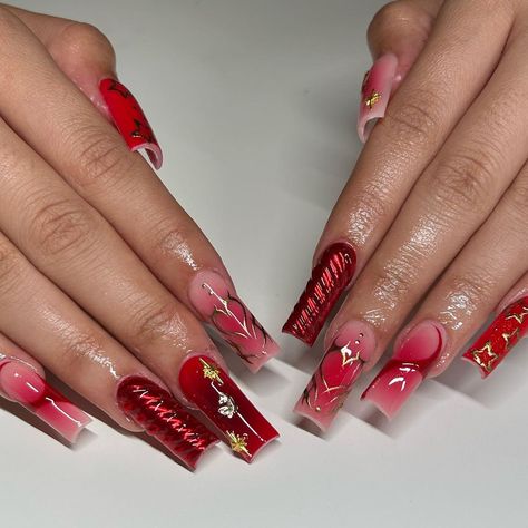 Nails by Marisol🤍 (@maris.nailssss) • Instagram photos and videos Vday Nails, Nail Designs Valentines, Colored Acrylic Nails, Classy Acrylic Nails, Unique Acrylic Nails, Long Square Acrylic Nails, Bling Acrylic Nails, Square Acrylic Nails, Fire Nails