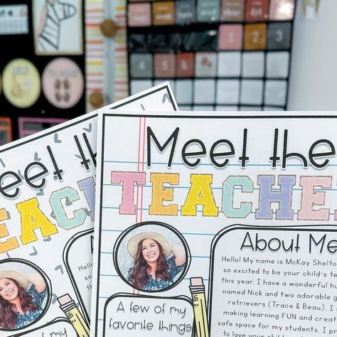 McKay Shelton on Instagram: "Did someone say.. FREE?👀 My Meet the Teacher template has over 30 designs and is the perfect way to introduce yourself to students and families!   Follow me and comment “BTS” and I’ll send you the 🔗 to this freebie🤍  #backtoschool #bts #tpt #teachersfollowteachers #teachersofinstagram #teacherlife #teachergram #teachertribe #teachergoals #teachertips #openhouse #meettheteacher #teacherspayteachers #classroomorganization #classroomsetup #classroomideas #classroomdecorations" Teacher About Me, Meet The Teacher Template, Paper Presentation, All About Me Activities, About Me Activities, Teacher Activities, Teacher Templates, Back To School Night, Introduce Yourself