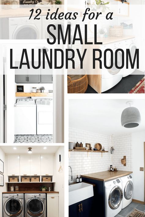 Ideas for a small laundry room - organization, decor, DIY projects and great makeovers that add storage, color, decor, and style! #homedecor #home #homedecorideas #diy #diyproject #laundry #laundryroom #decor Utility Decor, Garage Utility, Laundry Room Storage Shelves, Small Laundry Room Ideas, Small Utility, Small Laundry Room Organization, Tiny Laundry Rooms, Room Storage Diy, Laundry Room Shelves