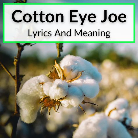 The Cotton Eye Joe lyrics meaning predates the Rednex version by well over 100 years. This old folk song of unknown origins talks about a tall, skinny... Lyric Meanings, Famous Song Lyrics, Cotton Eye Joe, Cotton Eyed Joe, Songs With Meaning, Lyrics Meaning, Mountain Music, Celtic Music, Club Music