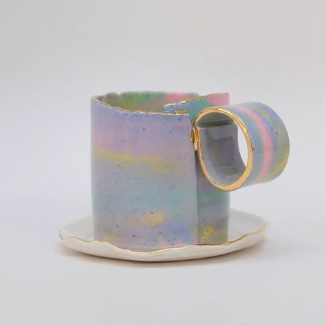 Rainbow Mug, Double Espresso, Ceramic Artwork, Espresso Cups Set, Ceramics Pottery Art, Porcelain Cup, Demitasse Cups, Porcelain Mugs, Ceramic Design