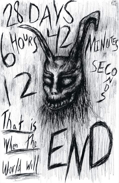 Donnie Darko Frank The Rabbit "28 Days...." Art Print by Xenomorphic Press - X-Small Frank The Rabbit, Donnie Darko Frank, Scary Drawings, Horror Drawing, Rabbit Drawing, Smink Inspiration, Creepy Drawings, 11x17 Poster, Donnie Darko