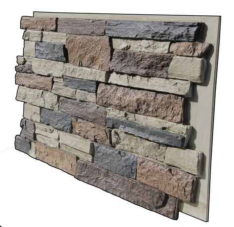 Tritan BP The Canyon's Edge Faux Stack Stone Panel by Tritan BP, hand stained in our Nature Spirit. This 3D texture panels cover 7.30 Sq Ft. 48.75 in. W x 24.75 in. H x Thickness 1.75 in. Thickness will vary. Lightweight, durable and no special tools needed. Lowes.com Stone Panels Exterior, Rock Siding, Creekside Cabin, Stacked Stone Panels, Stone Deck, Fireplace Diy, Faux Stone Walls, Rustic Fireplace, Faux Stone Panels