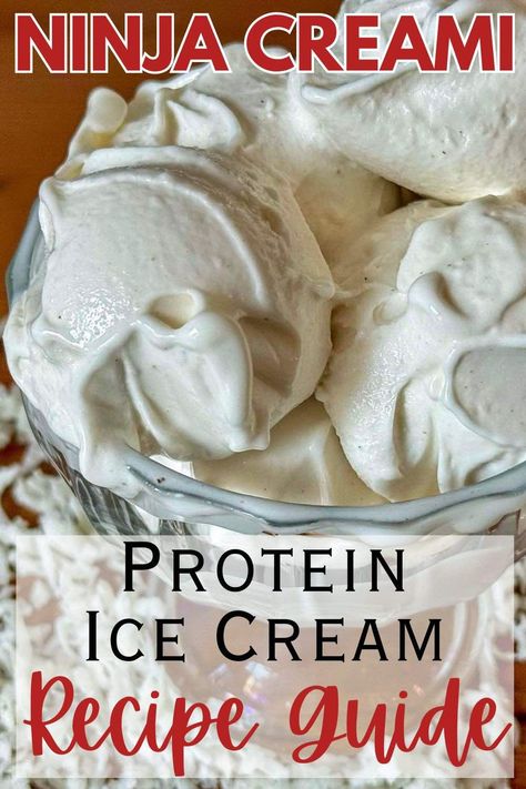 This guide will teach you the 5 essential components to successful Ninja Creami Protein ice cream recipes so you can customize your own recipes and make them perfect every time! Creami Protein Ice Cream, Ninja Ice Cream Recipe, Protein Ice Cream Recipe, Protein Ice Cream Recipes, Ice Cream Recipes Machine, Low Calorie Protein, Healthy Ice Cream Recipes, Sorbet Ice Cream, Coconut Protein