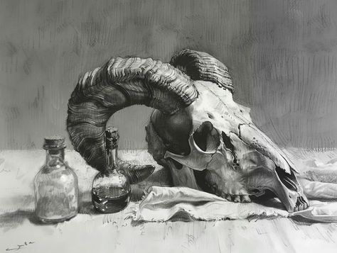 Full Color Image in ai-img-gen.com 🔸 https://s.mj 🔸 From Midjourney AI Image Ram Skull, Color Image, White Cloth, Charcoal Drawing, Subtle Textures, Colour Images, Glass Bottles, Art Images, Ram