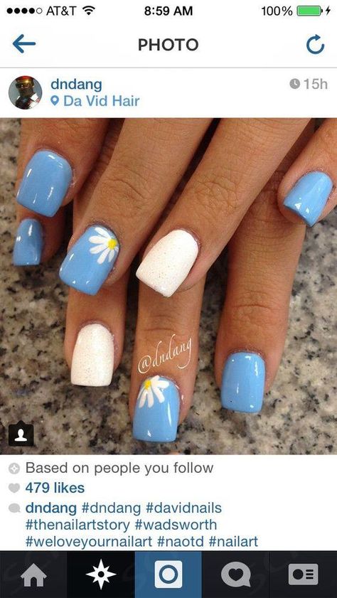 April Dip Nails, Trendy Gel Nails Spring, Blue Sns Nails Designs, Simple Spring Nails Short, Dip Spring Nails, Spring Break Nails Acrylic, Spring Nails Blue, Spring Break Nails, Simple Spring Nails