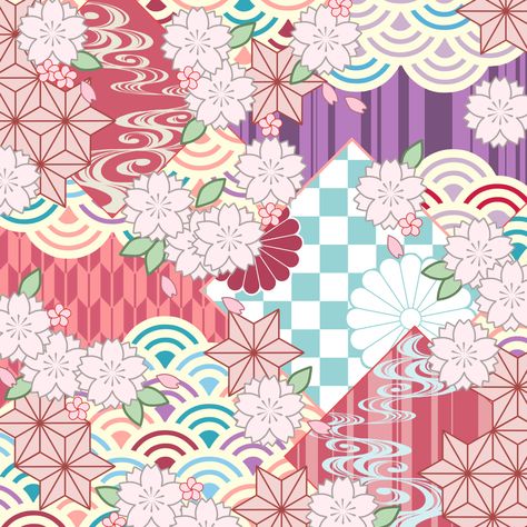 Kimono Flower Pattern, Kimono Pattern Design Japanese Prints, Japanese Kimono Pattern Design, Chinese Fan Illustration, Haori Pattern Design, Kimono Design Pattern, Japanese Pattern Wallpaper, Japanese Fabric Pattern, Kimono Pattern Design