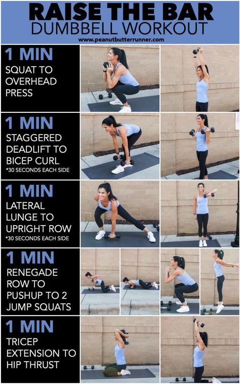 Compound exercise dumbbell workout. #dumbbellworkout #fitness #strengthtraining #workout Exercise Dumbbell, Dumbbell Workout At Home, Workout Fat Burning, Full Body Dumbbell Workout, Dumbell Workout, Compound Exercises, Kettlebell Training, Raise The Bar, Body Fitness