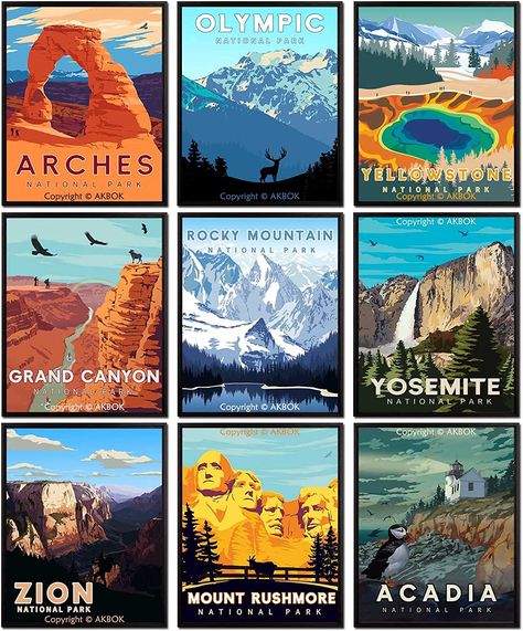 National Parks Art, Vintage National Park Posters, Vintage National Park, National Park Travel, Mountain Wall, Park Art, National Park Posters, National Parks Trip, Mountain Wall Art