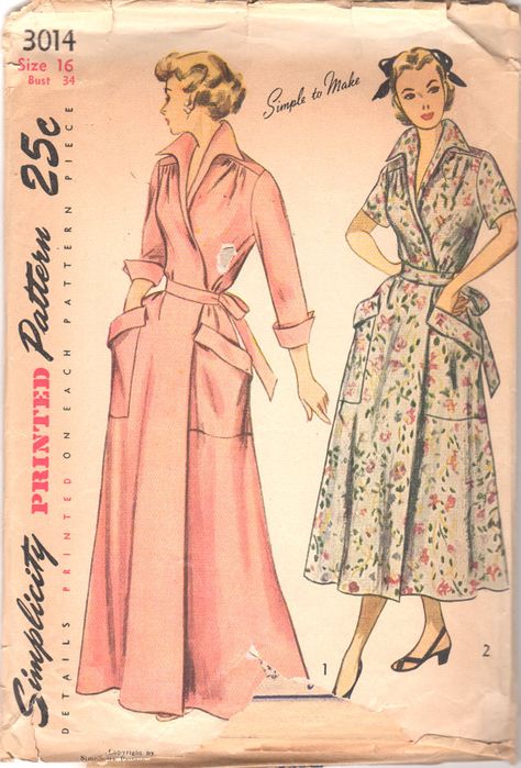 Mode Retro, Patron Vintage, House Coat, Brunch Dress, Vintage Dress Patterns, Styl Retro, Simplicity Patterns, 1940s Fashion, Moda Vintage