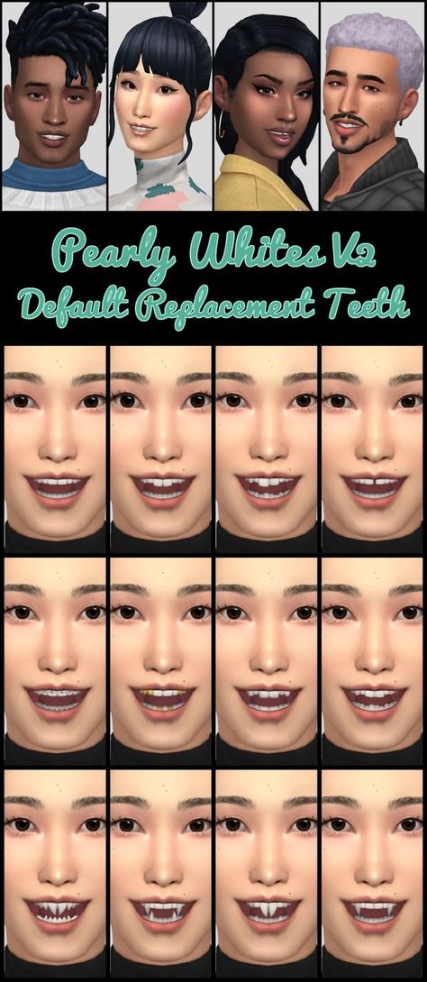 Mermaid Teeth, Sims 4 Cc Teeth, Sims 4 Teeth Cc, Teeth Caps, Makeup Cc, Cute Tooth, Sims 4 Cas Mods, Gap Teeth, Grills Teeth