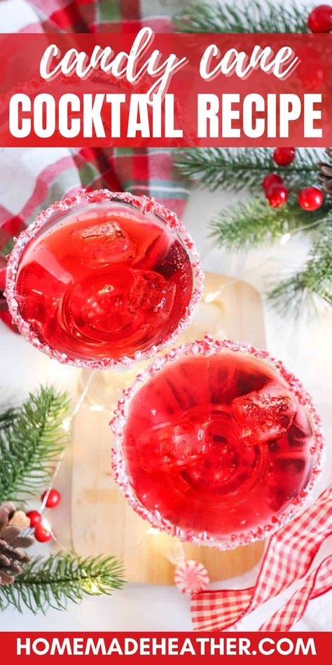 Candy Cane Cocktail Recipe Candy Cane Punch Recipe, Candy Cane Rimmed Drink, Holiday Cocktails Peppermint, Candy Cane Vodka Drinks, Candy Cane Drink, Candy Cane Drinks, Candy Cane Cocktail Recipe, Peppermint Drinks, Candy Cane Vodka