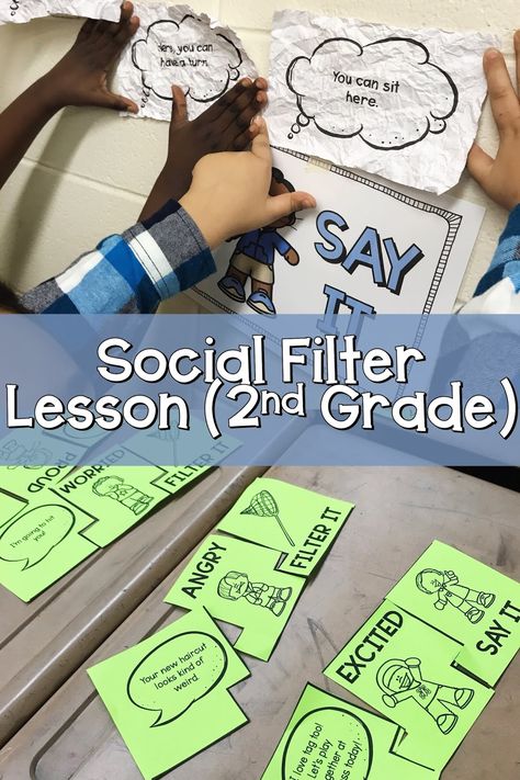 social filter lesson plan in 2nd grade Iep Accomodations, Counselor Activities, Empathy Activities, Group Counseling Activities, Elementary School Counselor, School Counseling Lessons, Social Skills Groups, Responsive Classroom, Counseling Lessons