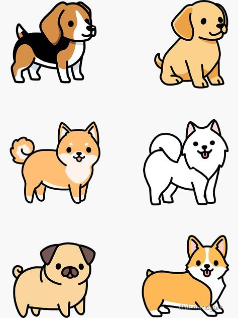 "Dog Sticker Pack" Sticker by littlemandyart | Redbubble Dog Drawing Simple, Beteg Humor, Cute Dog Drawing, Cute Beagles, Animal Doodles, 강아지 그림, 캐릭터 드로잉, Cute Doodles Drawings, Kawaii Doodles