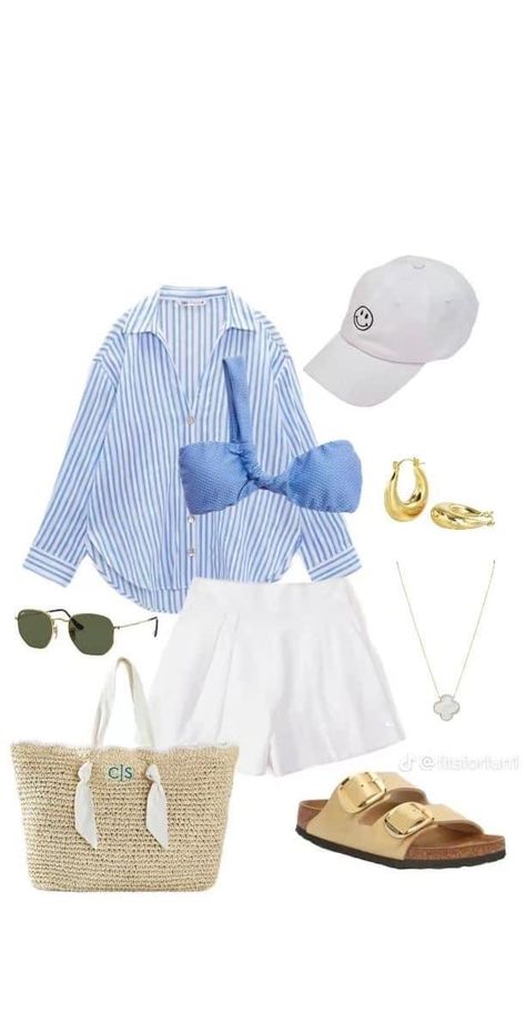 Longwood Gardens Outfit, Casual Outfits Vacation, Timeless Vacation Outfits, Clean Girl Vacation Outfits, Port Day Outfit, Chic Vacation Outfits Summer, Summer 2024 Swimwear Trends, Vacation Resort Outfits, French Vacation Outfits