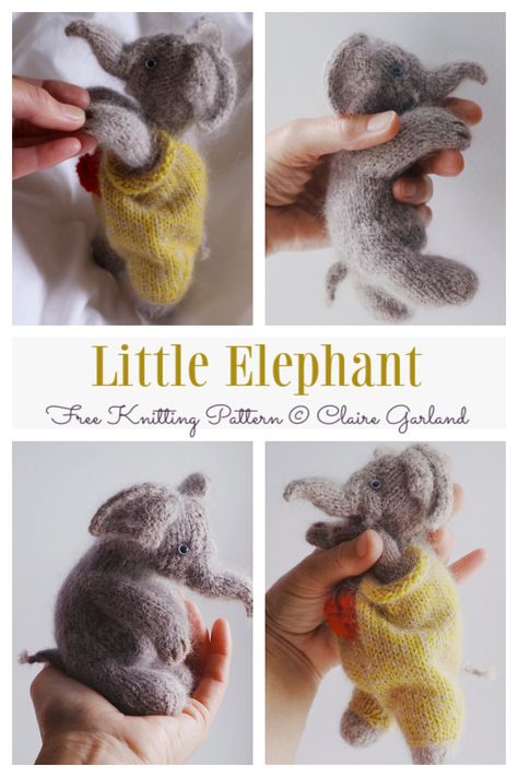 Dot Pebbles Patterns, Amigurumi Free Knitting Pattern, Free Knitting Patterns Stuffed Animals, Free Amigurumi Knitting Patterns, Cute Knitted Animals, Easy Toy Knitting Patterns Free, Claire Garland Free Patterns, Knitted Elephant Pattern Free, Free Knit Animal Patterns