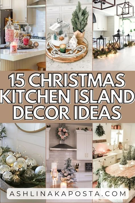 15 MINIMALIST CHRISTMAS KITCHEN ISLAND CENTERPIECE DECORATING IDEAS EVERYONE WILL LOVE — ASHLINA KAPOSTA Christmas Centerpieces Minimalist, Island Table Christmas Decor, Kitchen Island Light Christmas Decor, Counter Top Christmas Decor Ideas, Christmas In The Kitchen Decor, Island Lights Christmas Decor, Christmas Tray Decor Ideas Rectangle, Decorate Island For Christmas, Above Kitchen Cabinet Christmas Decor Ideas