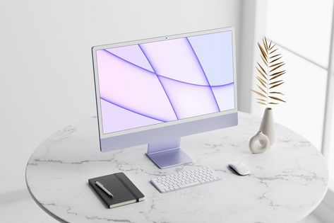 Imac M1, Imac Desk, Iphone Macbook, Apple Macintosh, Apple Imac, Luxury House Interior Design, Iphone Obsession, Blue Green Orange, Tropical Party