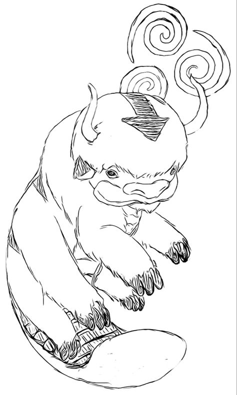 Appa Avatar Sketch, Appa Drawing Avatar, Appa Drawing Simple, Avatar Appa Drawing, Appa Sketches, Drawing Avatar The Last Airbender, Avatar The Last Airbender Line Art, Atla Appa Tattoo, Appa Drawing Easy