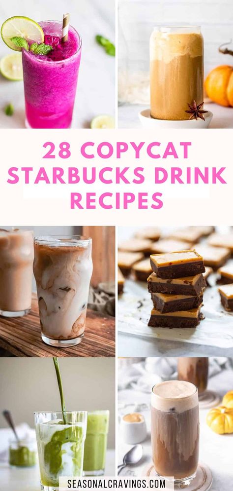 Love Starbucks, but hate the price? Make your own copycat drinks with these delicious dupes. Perfect for an afternoon snack or late night treat!  Most are easily made with only a few ingredients. Resep Starbuck, Starbucks Diy, Copycat Starbucks Recipes, Starbucks Drinks Recipes, Copycat Restaurant Recipes, Starbucks Copycat, Starbucks Recipes, Deilig Mat, Starbucks Drinks