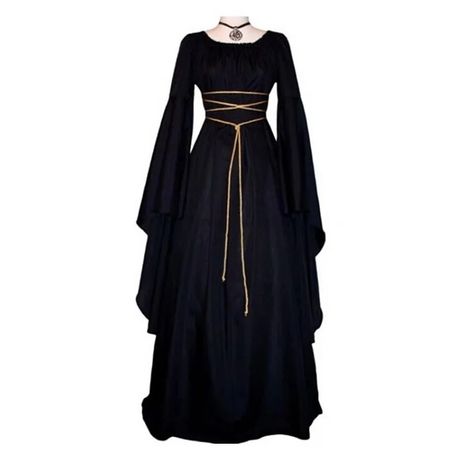 Vintage Crew Neck Paneled High-rise Batwing Dress Victorian Gothic Dress, Womens Medieval Dress, Dresses Medieval, Peasant Dresses, Medieval Witch, Gothic Halloween Costumes, Kostum Halloween, Bride Costume, Witch Dress