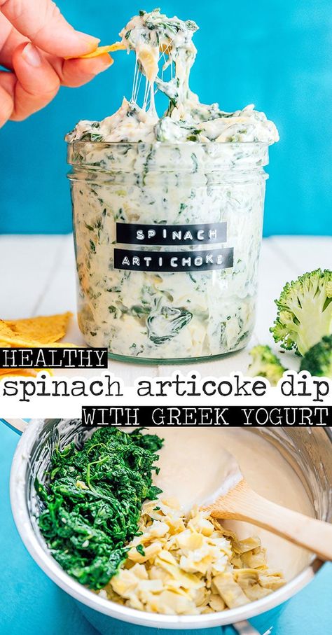 Healthy Spinach Artichoke Dip, Healthy Dip Recipes, Healthy Dip, Spinach Artichoke Dip Recipe, Artichoke Dip Recipe, Healthy Dips, Spinach Artichoke Dip, Tailgate Food, Buffalo Chicken Dip