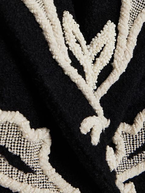 Arabesques Boléro Jacket - E-SHOP - Ready-to-Wear | Maison Schiaparelli Surface Ornamentation Techniques, Surface Ornamentation, Indian Clothing Brands, Small Leather Accessories, Black Curly, Embroidered Wool, Bead Embroidery Jewelry, Bolero Jacket, Elegant Dresses For Women