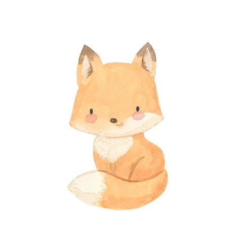 Vector watercolor fox illustration for k... | Premium Vector #Freepik #vector #cute-watercolor #watercolor-fox #watercolor-animals #baby-animals Baby Room Pictures, Cute Forest, Baby Animal Drawings, Art Fox, Fox Kids, Fox Painting, Baby Illustration, Fox Illustration, Cute Animal Illustration