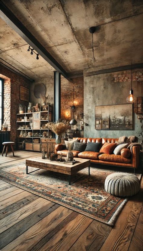 BARBARAPPA Farmhouse Brick Interior, Barndominium Salon, Barndominium Interior Open Floor Rustic, Industrial Barndominium Interior, Living Room Barndominium, Industrial Barndominium, Interior Barndominium Ideas, Metal And Wood Decor, Primitive Interior Design