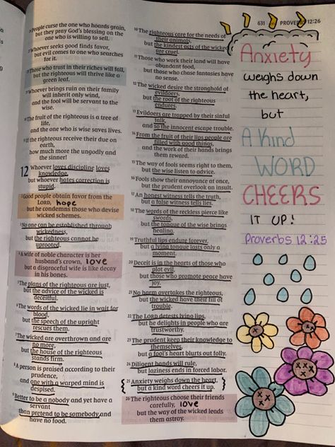 Proverbs 12 Bible Journaling, Bible Studying, Bible Drawing, Proverbs 12, Bible Study Lessons, Bible Notes, Bible Art Journaling, Journaling Ideas, God First