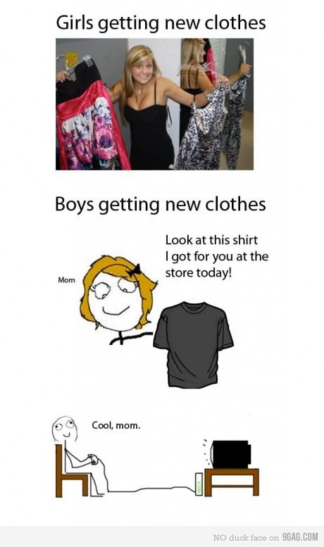 The Difference Between A Girl And A Guy Getting New Clothes Guys Vs Girls, Millennial Memes, Meme Shirts, Men Vs Women, Girl Memes, Funny New, Fun Fun, Love Quotes For Her, Sarcasm Humor