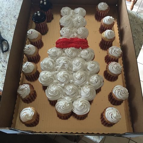 Bowling pin cupcake Bowling Snacks, Bowling Cupcakes Ideas, Bowling Party Desserts, Bowling Cupcakes, Bowling Themed Cupcakes, Bowling Pin Cupcakes, Bowling Birthday Party Cupcakes, Bowling Party Cupcakes, Bowling Pin Cupcake Cake