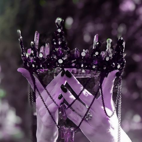 Black and purple crown aesthetic Amethyst Crown Aesthetic, Luxury Aesthetic Purple, Purple Fancy Aesthetic, Dark Purple Royal Aesthetic, Royalty Aesthetic Purple, Purple Kingdom Aesthetic, Purple Witch Hat Aesthetic, Black And Purple Wedding Aesthetic, Purple Warrior Aesthetic