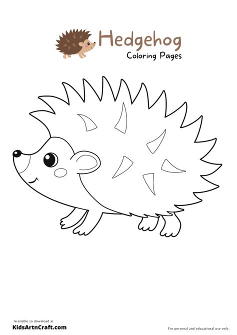 Hedgehog Coloring Pages For Kids – Free Printables Free Hedgehog Template, Hedgehog Coloring Page, Hedgehog Printable, Printable Animal Coloring Pages, Coloring Pages Fall, Hedgehog Drawing, Autumn Leaves Craft, Frog Coloring Pages, Abc Coloring