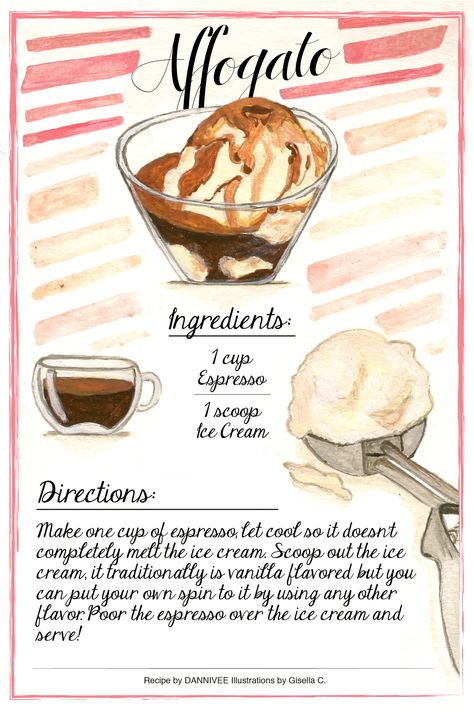 Affogato Recipe, Affogato Coffee, Fun Drink Recipe, Iced Drinks Recipes, Coffee Drink Recipes, Delicious Snacks Recipes, Chocolate Drinks, Recipe Card, Smoothie Drinks