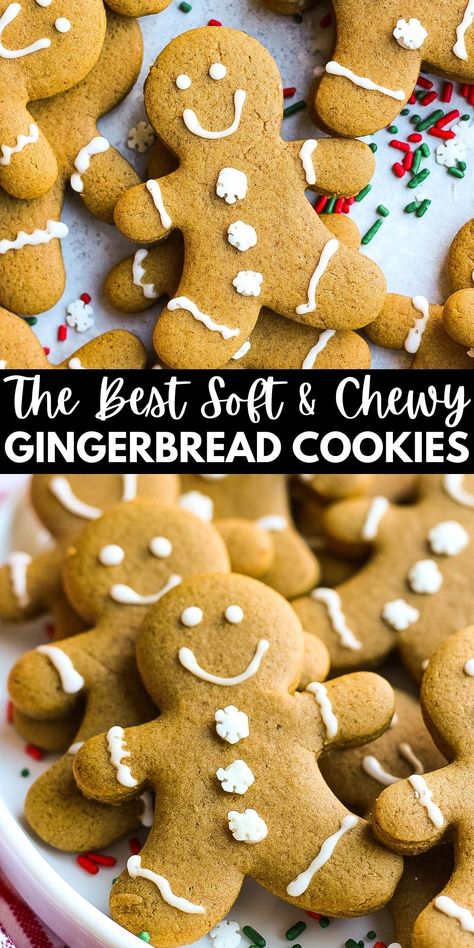 The Best Gingerbread Men Cookie Recipe (Soft & Chewy) Chewy Gingerbread Men Cookies, Gingerbread Men Recipe Easy, Christmas Cookies Gingerbread Men, Iced Gingerbread Men, Molasses Cut Out Cookie Recipe, Soft Cutout Gingerbread Cookies, Trader Joes Gingerbread Cookies, Soft Bake Gingerbread Cookies, Best Gingerbread Men Cookies