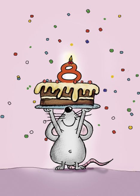 8th Birthday Mouse with Cake, Eighth Birthday - Candle and Confetti card Holiday Card Sentiments, First Birthday Candle, Happy Birthday Drawings, Birthday Painting, Confetti Cards, Birthday Card Drawing, Birthday Illustration, Vintage Birthday Cards, Fabric Postcards