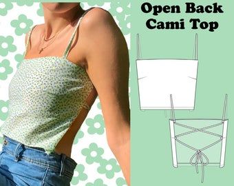 Halter Crop Top Sewing Pattern, Top Pattern Sewing, Tank Top Sewing Pattern, Crop Top Sewing Pattern, Sewing Top, Open Back Crop Top, Old Dress, Cloth Diy, Sewing Tops